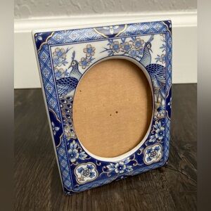 Peacock Photo Frame Royal Jamestown China Cobalt Blue Made in Japan